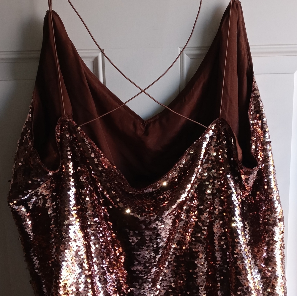 ASOS curve-plus size rose gold sequin camisole